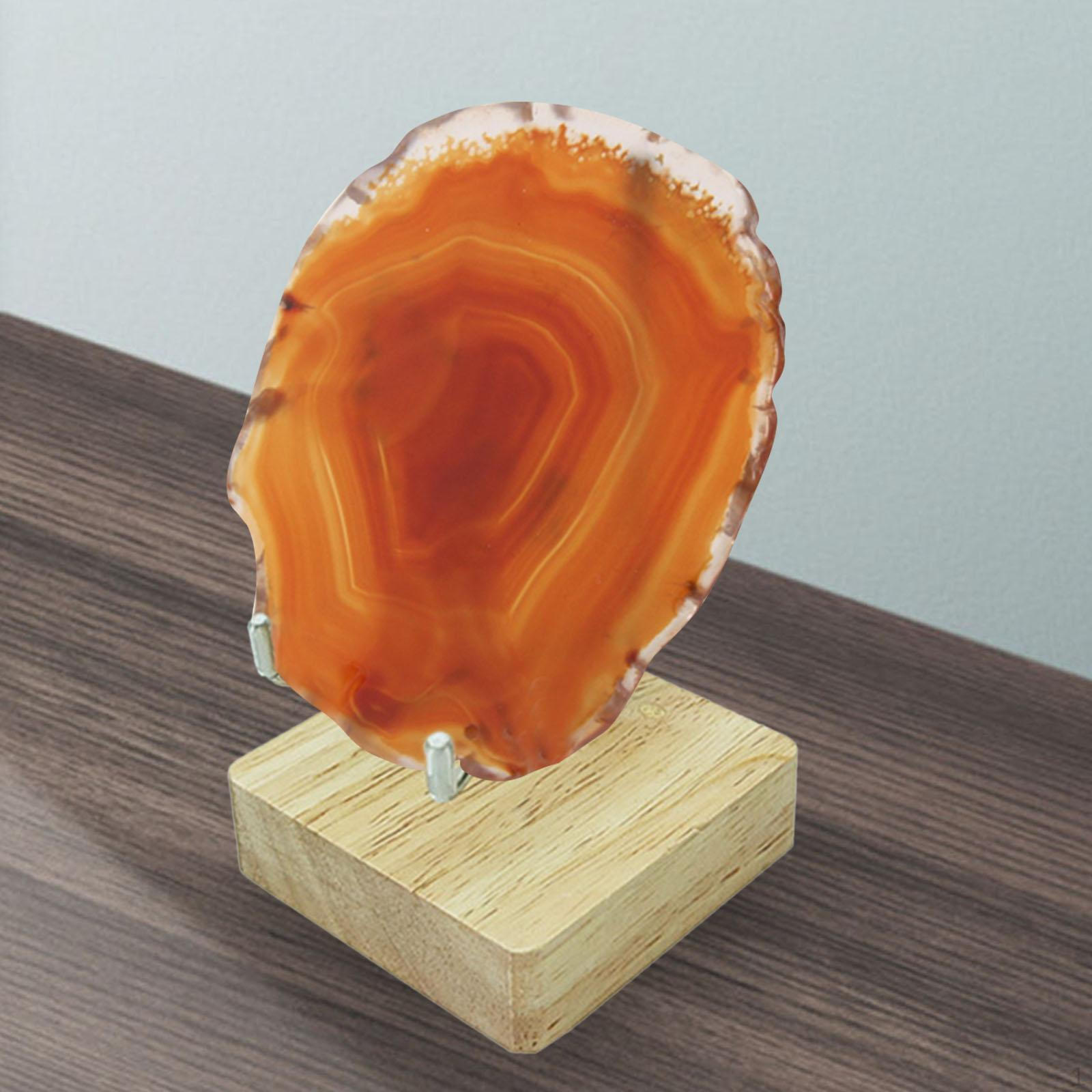 

Display Sphere Holder Acrylic Ball Stand with Metal Arm And Solid Wood Base for Marbles Medium