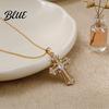 Retro Christian Necklace Catholic Necklace, Religious Pendant Colorful Rhinestone Daily Wear Statement for Women Wear, Jewelry Gift