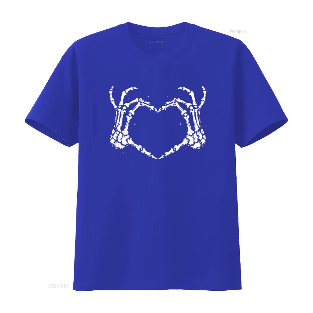 Womens T Shirt Skeleton Hands Love Heart Sign Bones Costume Funny Halloween Casual  Tops Black X Large vintage Washed Stretched