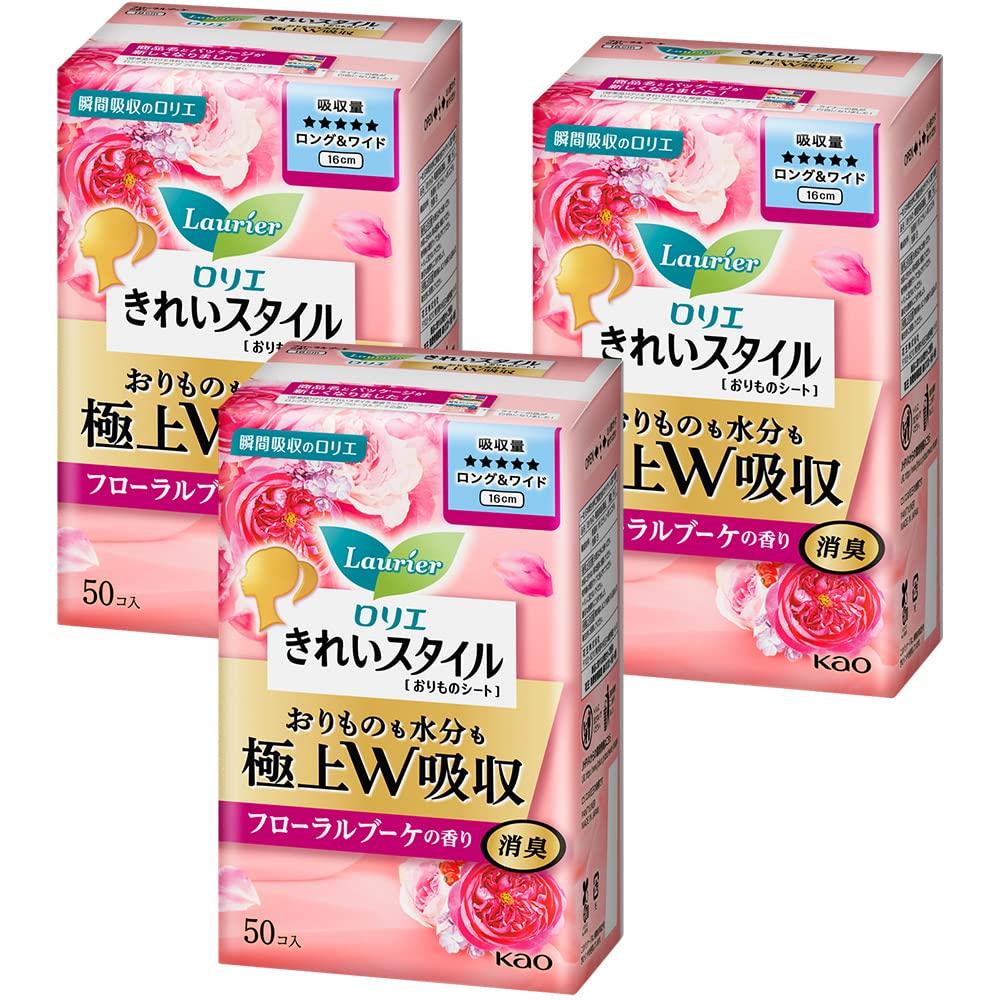 Laurier Beautiful Style Lingerie Long Floral Bouquet 150 Sheets Sheets x [Bulk Purchase] Ultra-Absorbent Liner, & Wide, Scent, (50 3)