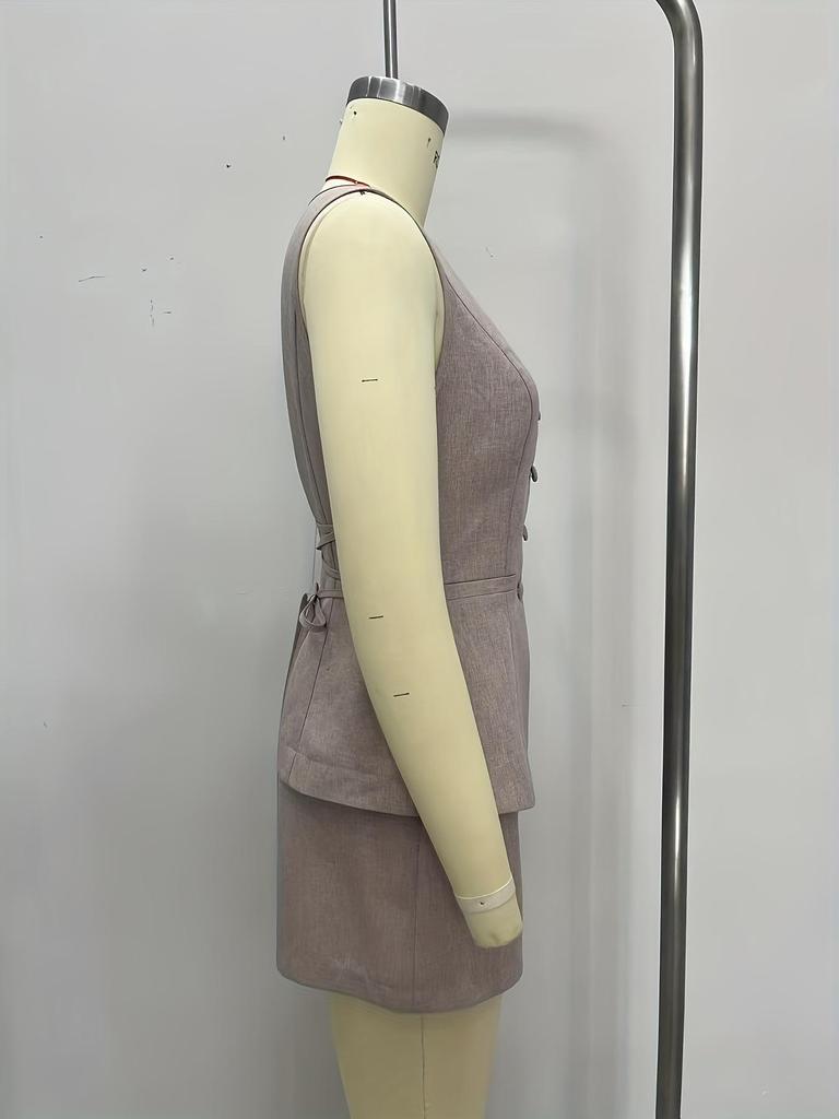 European & American Women's Spring/Summer Sleeveless Vest Top with High Waist Western Shorts - French Fashion Set