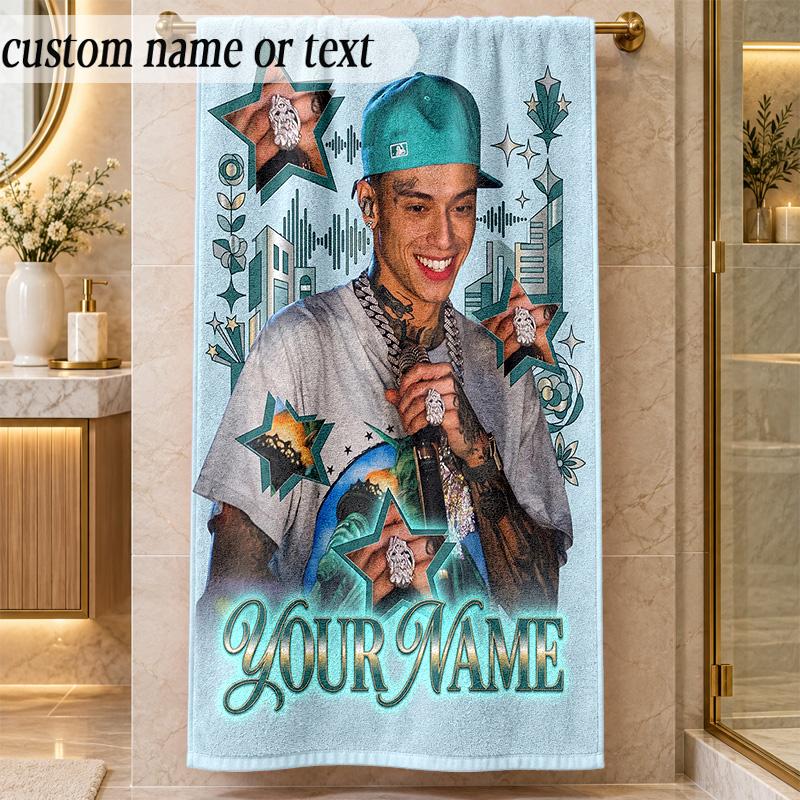 Beach TowelCentral Cee Custom Name Text Personalized Soft Towel for Beach Pool Indoor Home Decor Gift