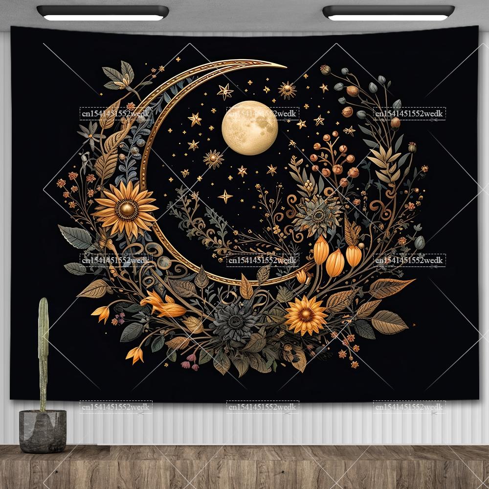 Tarot Tapestry Nordic Flower Series Room Background Cloth Moon Phase Wall Hanging Tapestries Living Room Bedroom Altar Cloths