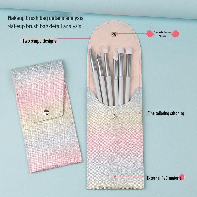 High-End Portable Gradient Eyeshadow Makeup Brush Bag - Soft Leather, Colorful, and Stylish.