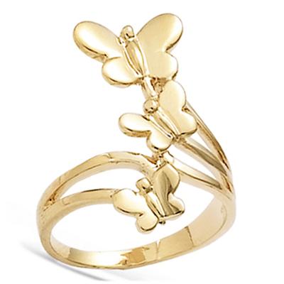 Gold Plated Ring 'Butterfly Dance' Golden - 25 Mm