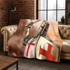 Cartoon Knight Templar Cavalier Crusaders Flannel Blanket Soft Warm Throw Blanket for Bedroom Living Room Bed Travel Picnic Kid