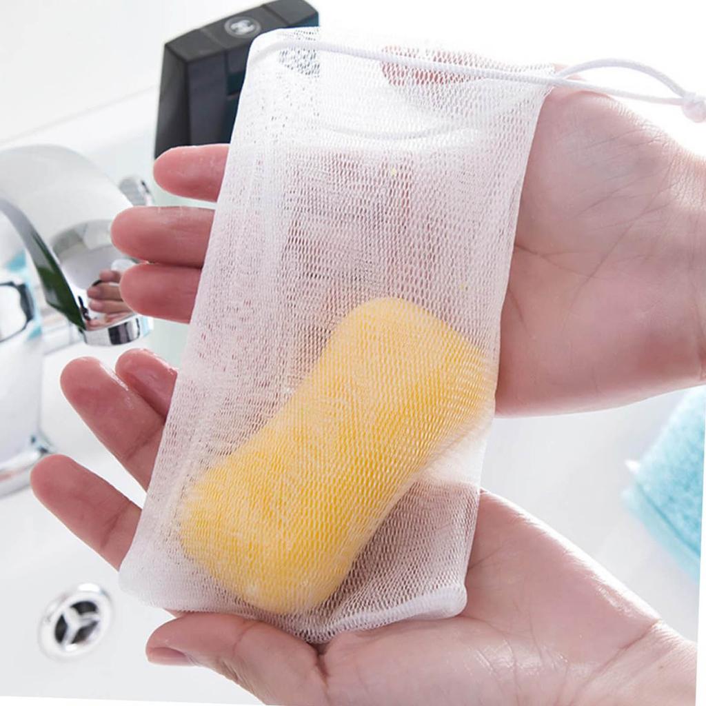 Mesh Foaming Pouch For Soap Drawstring Design For Easy Use Quick Drying Comfortable Texture For Home Bathing Lathering Soap Net For Handmade Bars