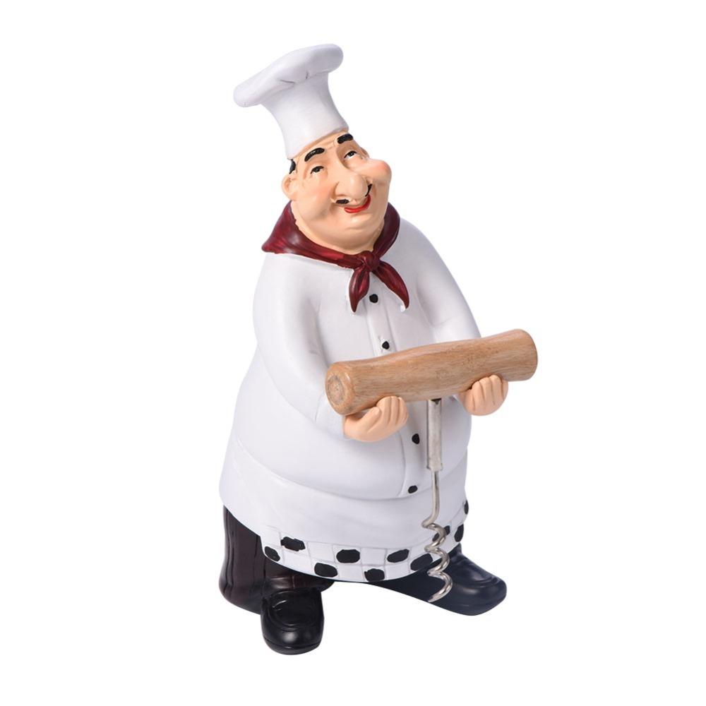 Resin Resin French Chef Figurine Wooden Fittings Chef Bakery Counter Resin Ornament Four Sizes Wood Accessory Chef Statue