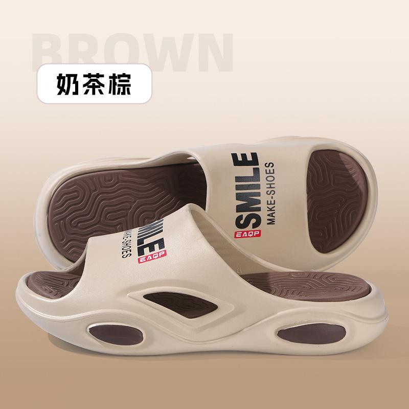 New men's one-word sports trendy brand soft sole non-slip stepping on shit EVA cool slippers beach shoes
