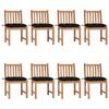Chaises de jardin lot de 8 avec coussins Bois de teck massif
