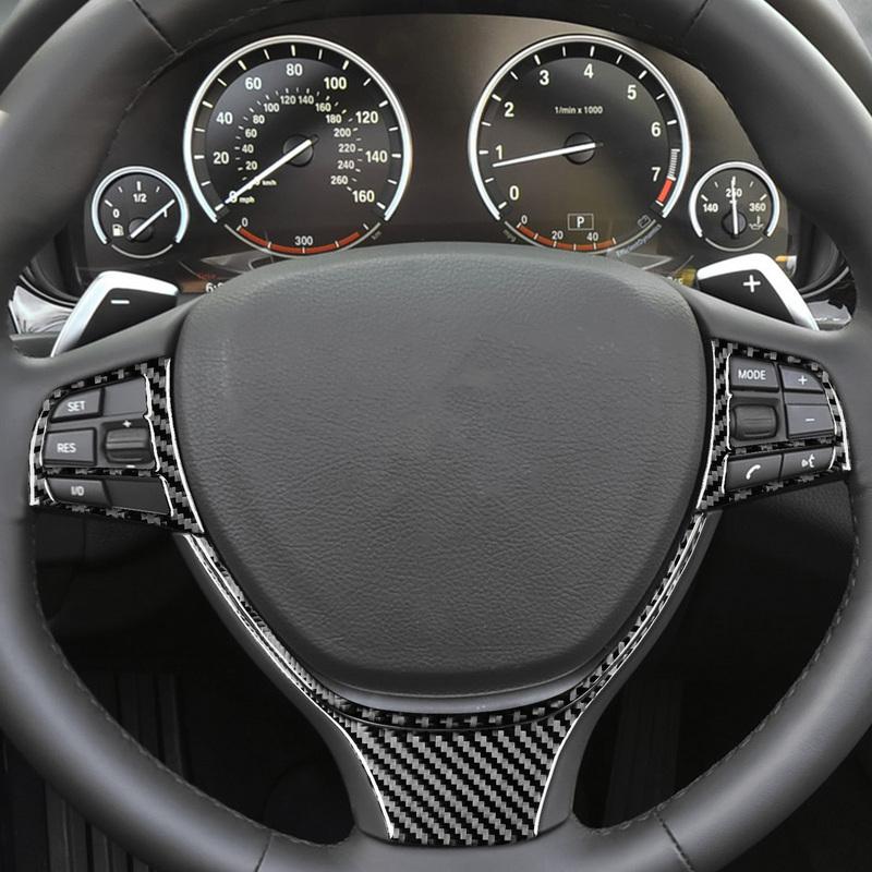 Real Carbon Fiber Car Accessories Driver Wheel Set Panel Cover Soft Sticker For BMW 6 Series/M6 F06 F12 F13 M Sport 2011—2018