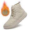 Fashion Cloth+pigskin Plush Fur Winter Men's Boots High Top Warm Cotton Shoes Lace-up Platform Snow Boots Non-Slip Lace-Up Ankle Boots