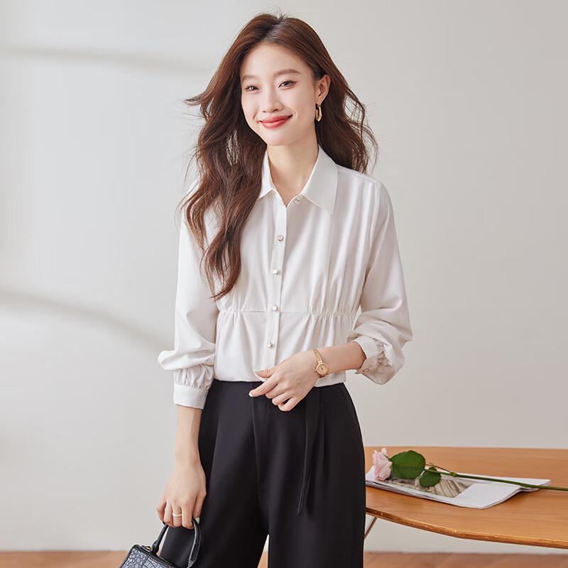 Tluoman Women s Casual Satin Long-Sleeve Blouse M