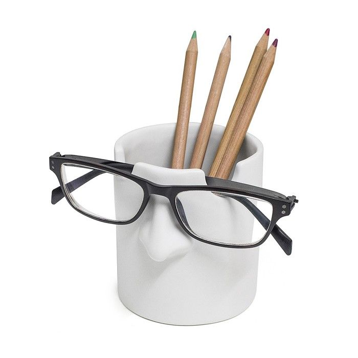 Pot à crayons & repose lunettes Mr Tidy Couleur blanc Gardez vos lunettes