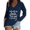 Women's Casual V-Neck Long-Sleeve Printed Letter Sweatshirt