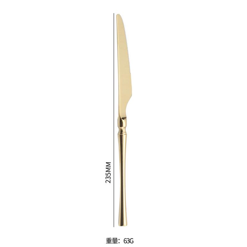 Golden Western Cutlery Set 304 Stainless Steel Mirror Spoon Steak Knife Fork Chopsticks Dinnerware Kitchen Tableware Utensil