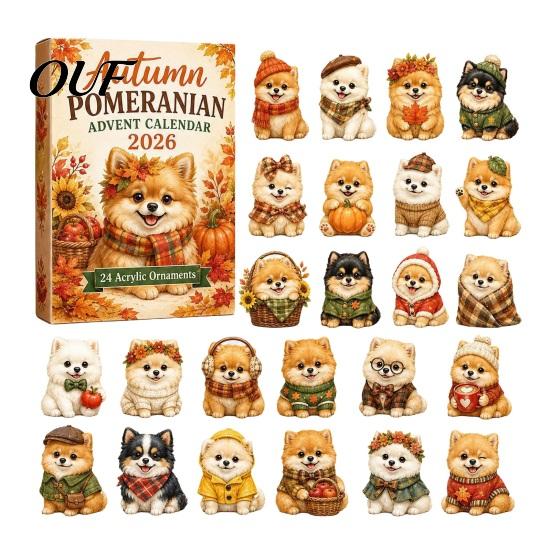 Interactive Holiday Games 2026 Dog Christmas Advent Calendar, 24-Day Acrylic Ornament Set with Mini Puppy Collectible Toy Figures Figures, 2D