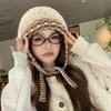 Autumn and winter hat female sweet cute girl plush knitted hat winter protection ear knitted wool hat