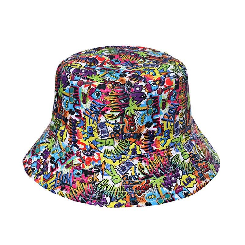 Unisex Flower Smiley Face Print Fisherman Cap Sun Hat New Summer Style