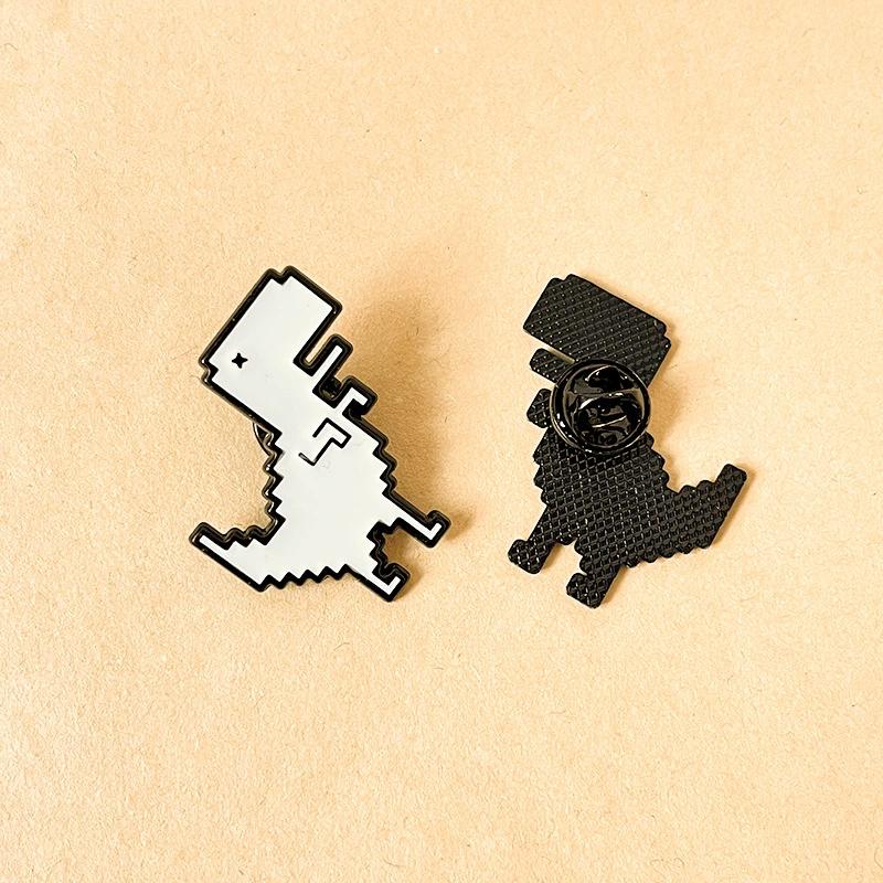 1Pc Cute Pixel-style Cartoon Dinosaur Alloy Badges - Denim Jacket T-shirt Backpack Decorative Pins Social Brooch for Men & Women