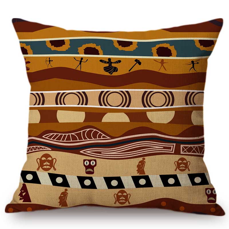 Exotic Africa Design Pattern African Hunting Animals Geometric Decorative Sofa Throw Pillow Case Cotton Linen Chair Cushion Case