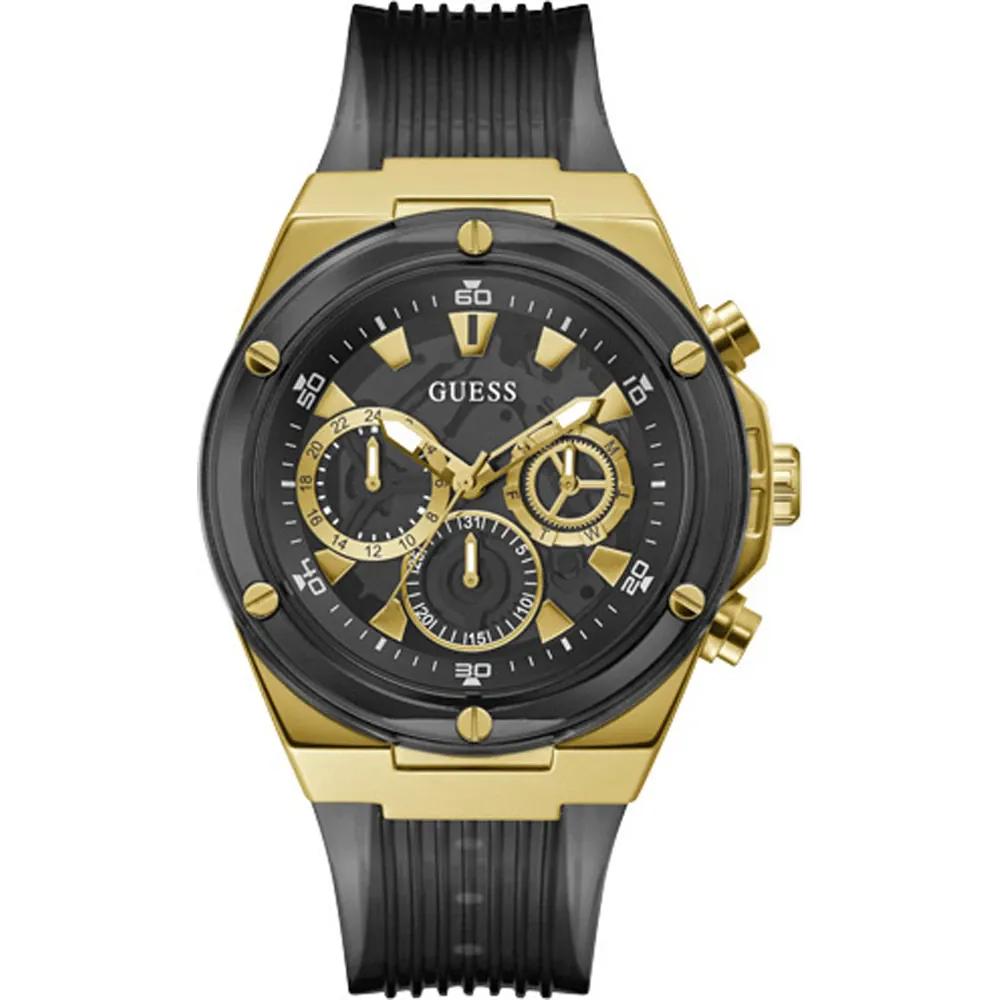 GUESS Poseidon Gold Stainless Steel Black Silicone Men s Quartz GW0425G1 чёрный