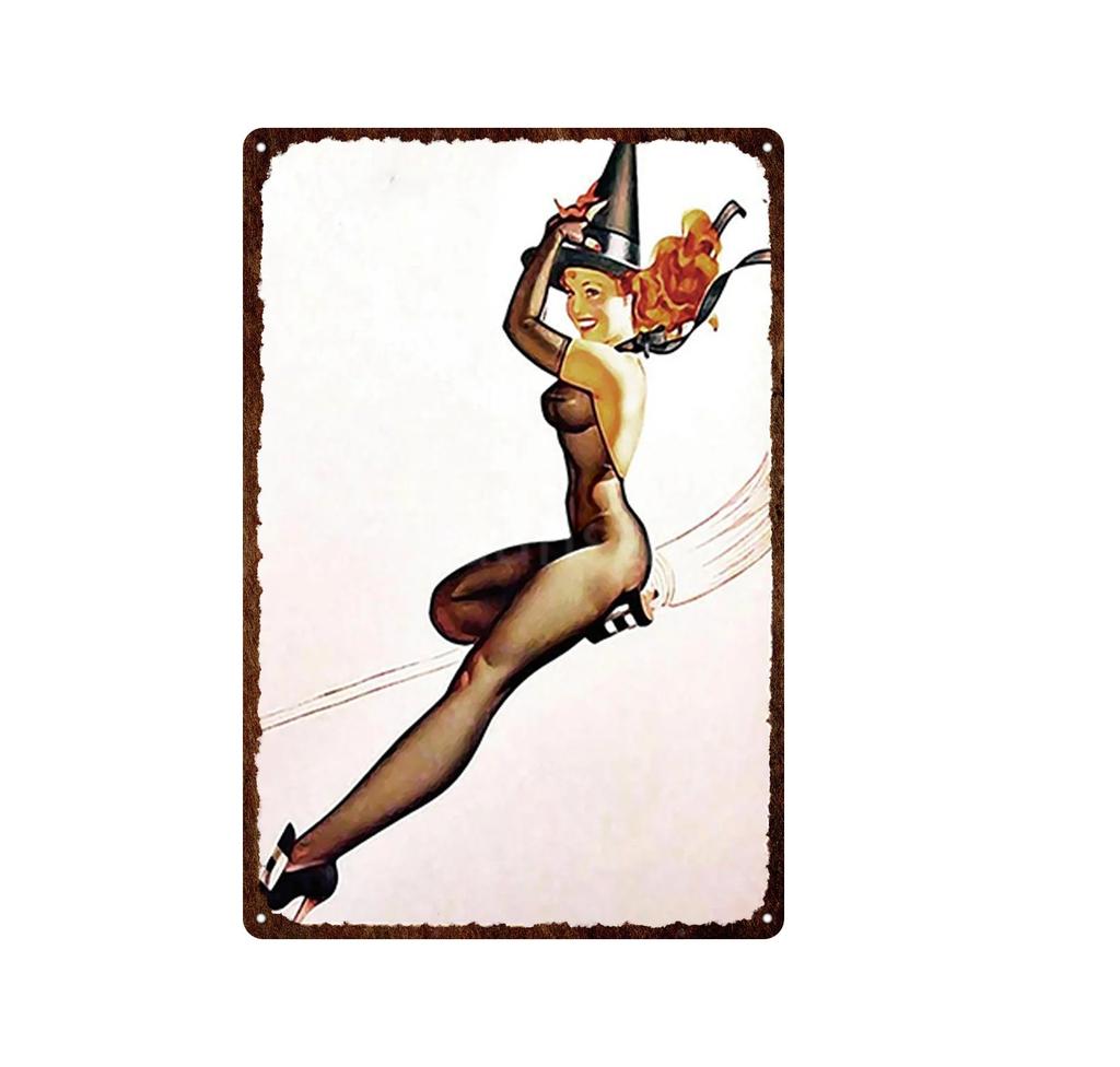 Iron Painting Elegant Pin Up Girl Retro Posters Tin Sign Metal Sign Decor Wall Women Portrait Bar Pub Club Man Cave Pictures