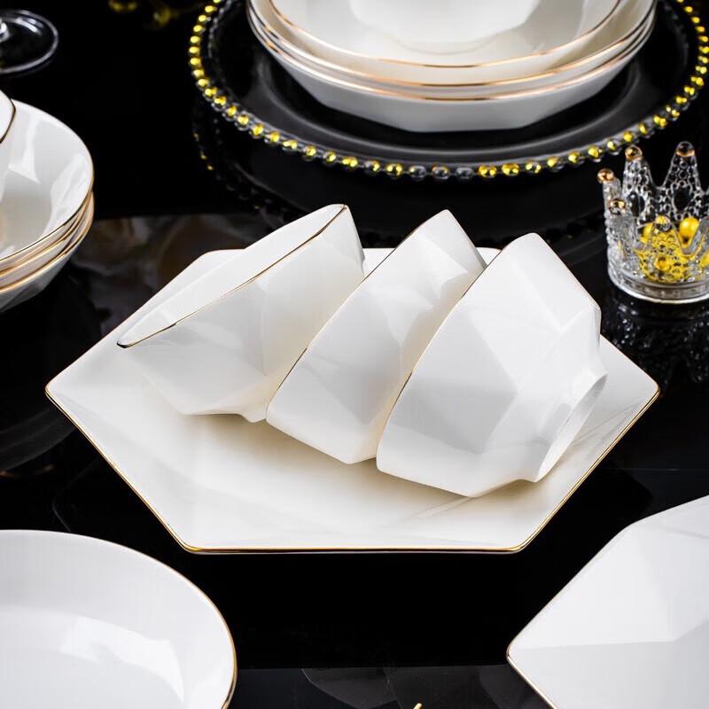 Jingdezhen Keramik Weiß Diamant Speiseteller Set