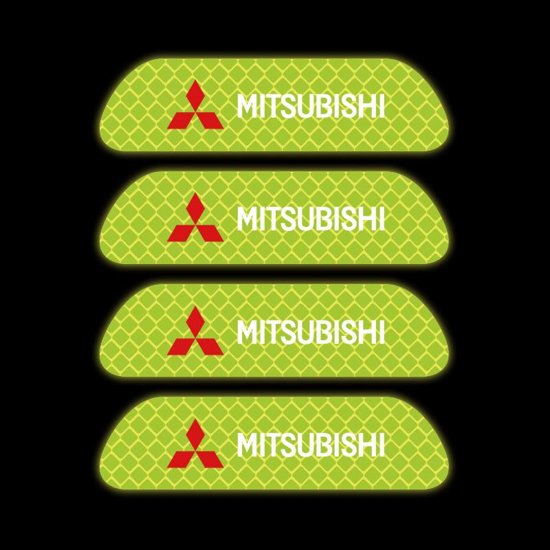 

4PCS Reflective Car Door Sticker Safety Warning Reflector Decal For Mitsubishi Outlander RalliArt ASX Pajero Lancer Accessories зелений