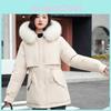 Parka Long Jacket Winter Women Coat Hooded Parkas Slim With Faux Fur Collar Warm Snow Wear Padded Clothes