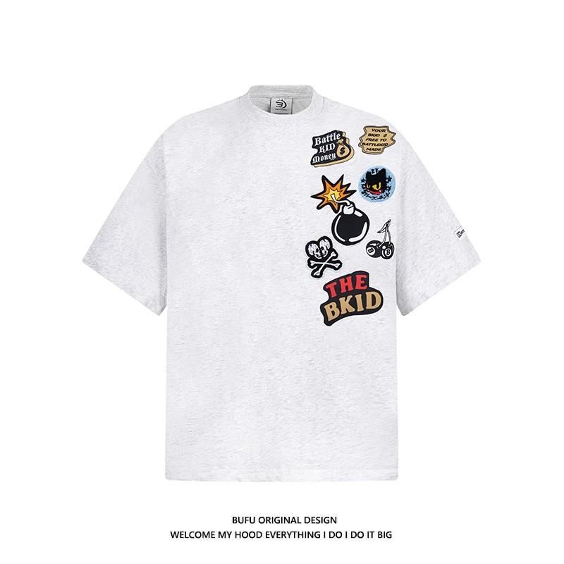 

Мужская футболка с коротким рукавом, лето 2025, новая тонкая, модная, свободная, универсальная, однотонная, с коротким рукавом, большого размера, с коротким рукавом 3XL светло-серый