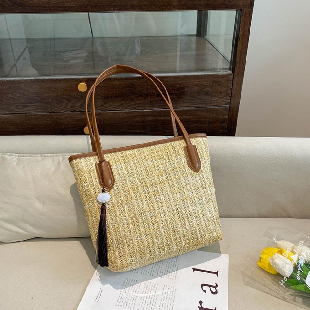 Large Capacity Bohemian Shoulder Bag Fashion Summer Beach Straw Handbag Weave Tote Bag  Summer