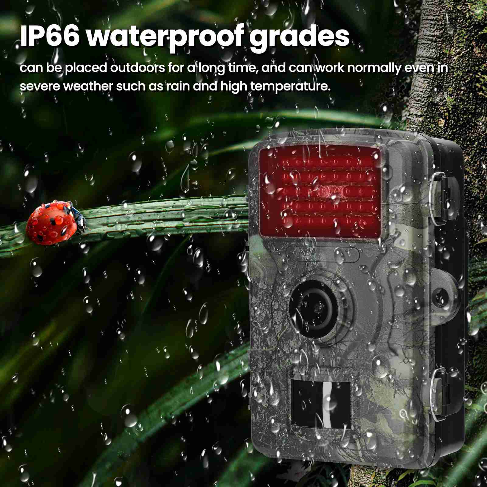 

Trail Camera 2.0in IP66 Water Proof 1080P HD Outdoor Camera for Farm Supervision Outdoor Field Observation