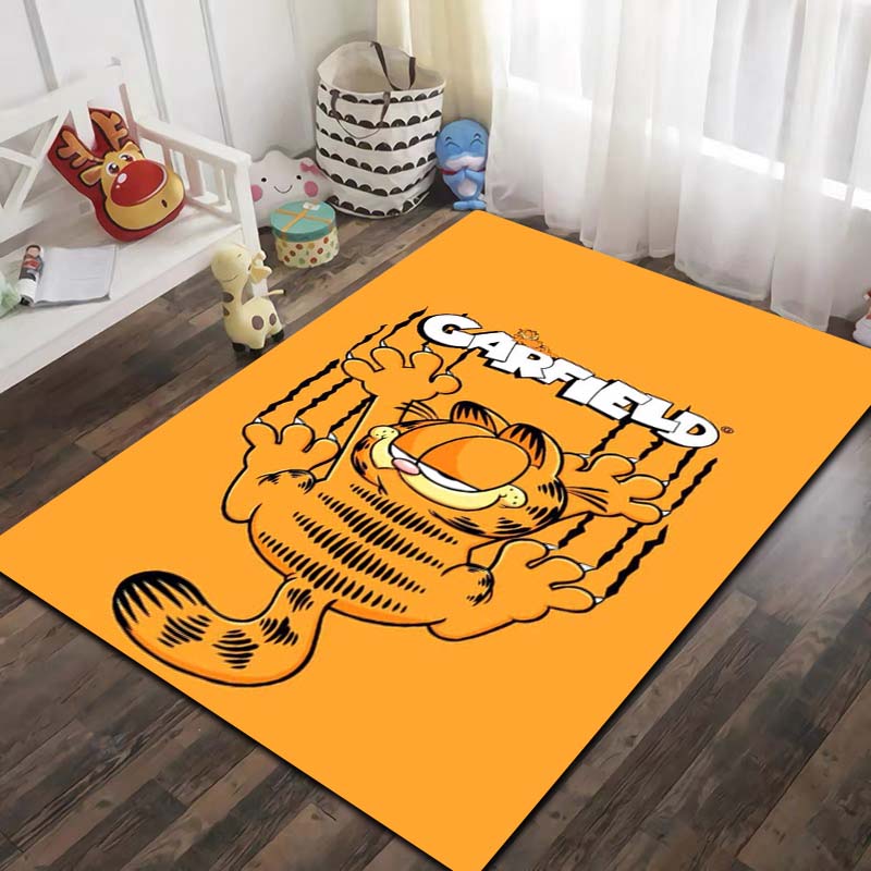 G Garfield Cartoon Cat Print Area Rug Non‑Slip Floor Mat Soft Carpet For Kids Bedroom Living Room Indoor Home Decor Holiday Gift