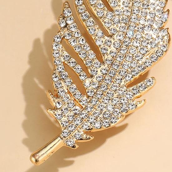 Feather Design Brooch Pin for Women, Rhinestones Inlaid Brooch Pin for Dress, Coat, Shawl, Versatile Accessory for Mother, Wedding