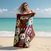 Personalized customized proof beach towel with Lububu pattern - soft, absorbent,quick-drying,perfect swimming,camping&bathing