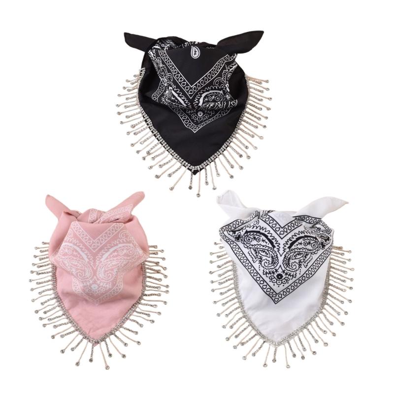 Shimmering Fringed Bandanas Scarf for Party Fashionable Cashew Flower Head Scarf for Women Men Club Party Costume Props