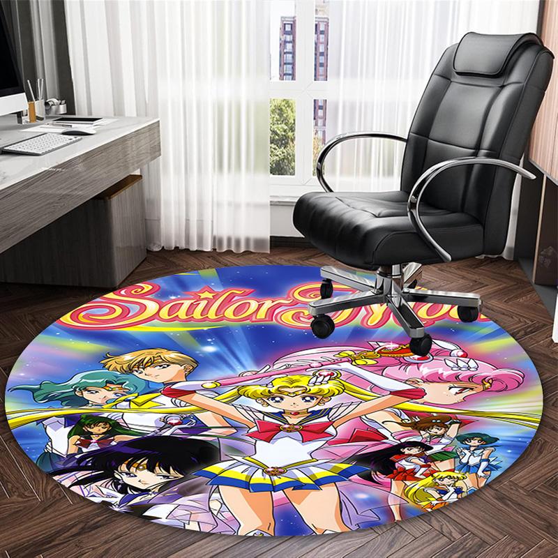 1pc Sailor Moon Carpet, Round Rug, Comfortable, Suitable for Entryways, Living Rooms, Office, And Bedrooms, Christmas Decoration