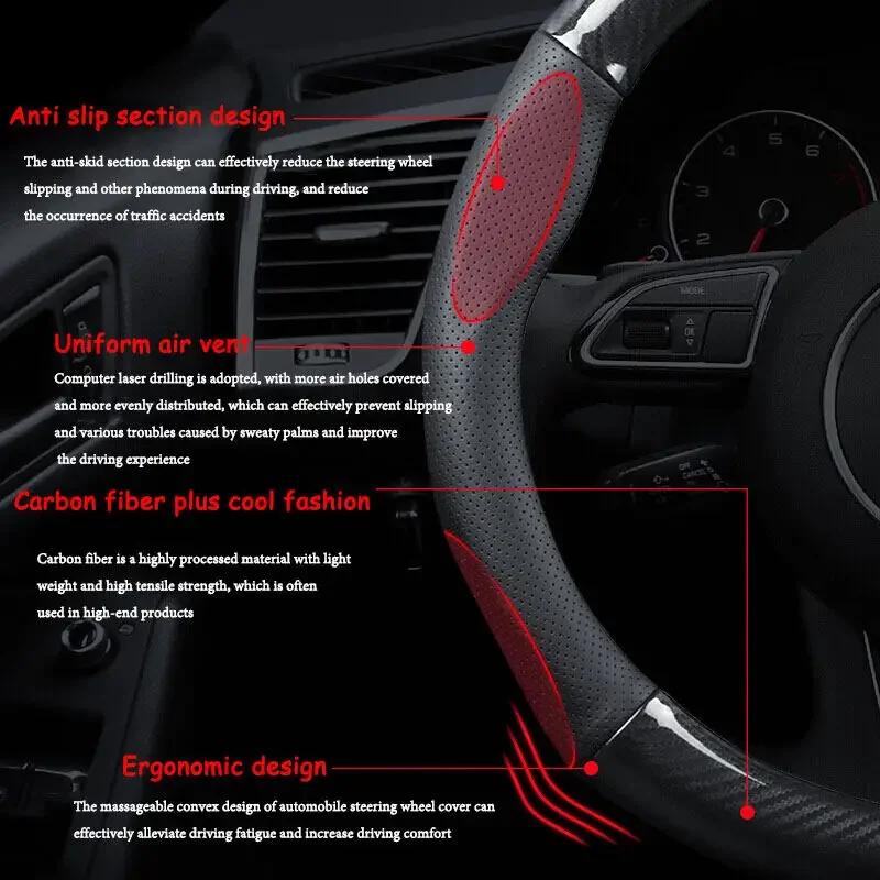 2025 Hot Mazda Carbon Fiber Car Steering Wheel Cover Penutup Stereng Fit Mazda 2 3 5 6 8 CX3 CX5 CX8 CX30 MX5 Car Accessories