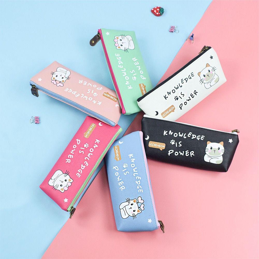 

Large Capacity Pen Bag PU Stationery Organizer Portable Pen Storage Bag Student