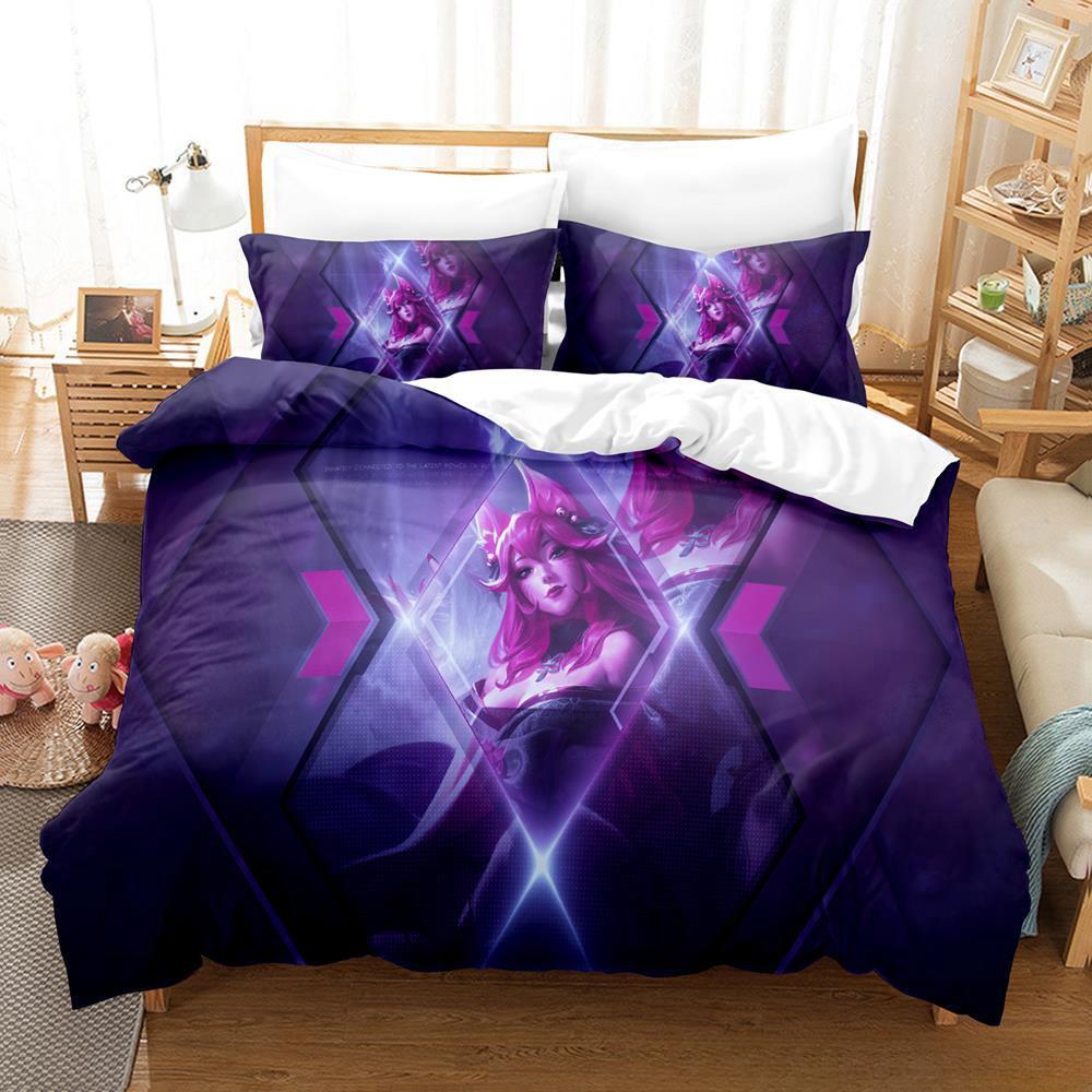 League of Legends Spirit Blossom Ahri Bedding Set Single Twin Full Queen King Size Bed Set Adult Kid Bedroom Duvet Cover Sets