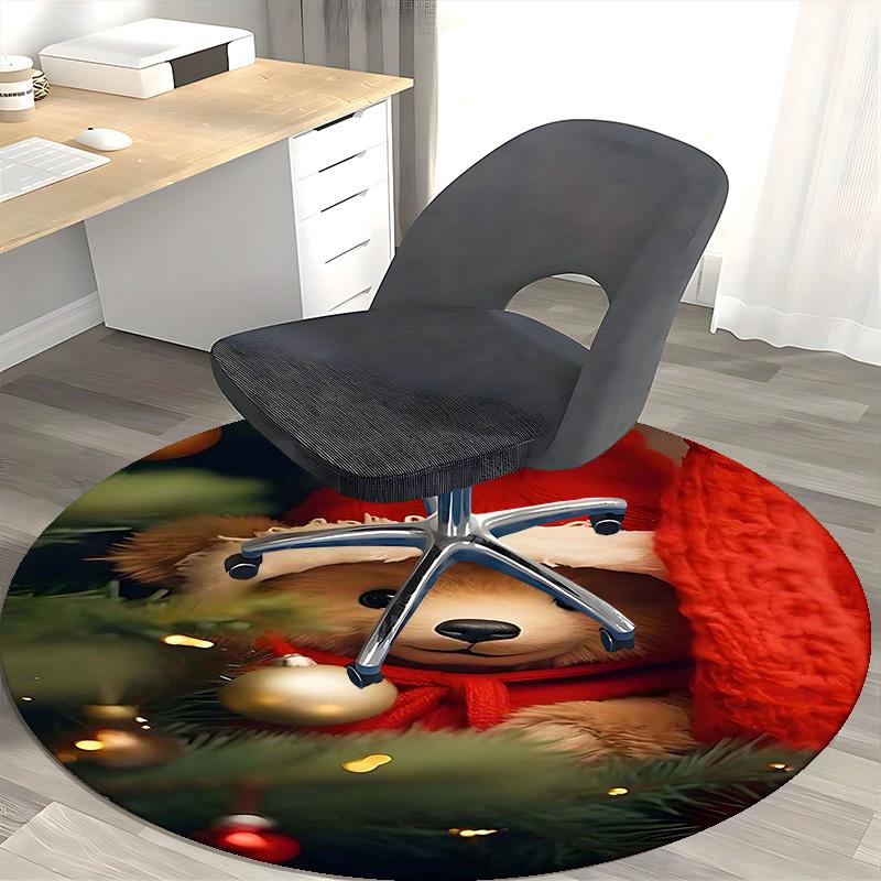 1pc Christmas Teddy Bear Chair Mat - Anime Cartoon Design, Non-Slip Carpet for Office Chair, Home Decor, Living Room, Bedroom, Game Room & Dormitory.Z