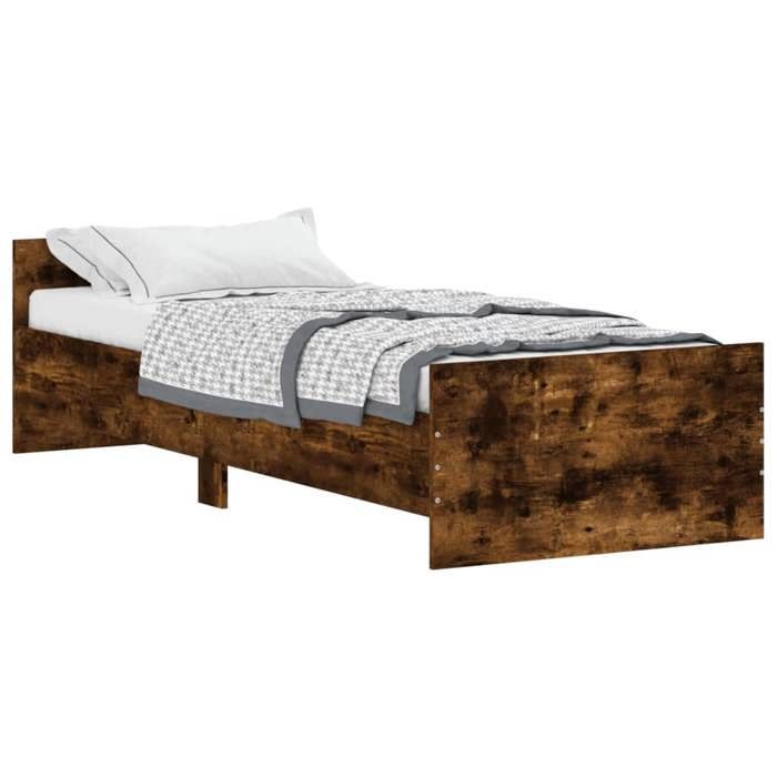 VidaXL Cadre de lit chêne fumé 75x190 cm petit simple bois ingénierie 835950