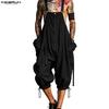 Men Strap Sleeveless Button Casual Baggy Half Rompers Jumpsuits Overalls