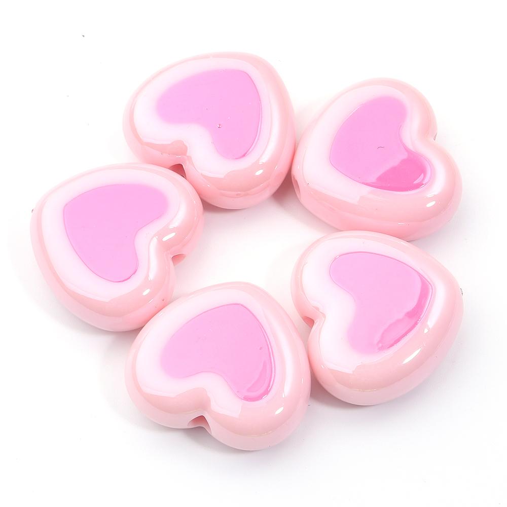 5pcs/lot Colorful Heart Acrylic Beads Big Hole Loose Spacer Beads For DIY Craft Bracelet Phone Chains Jewelry Making Accessories