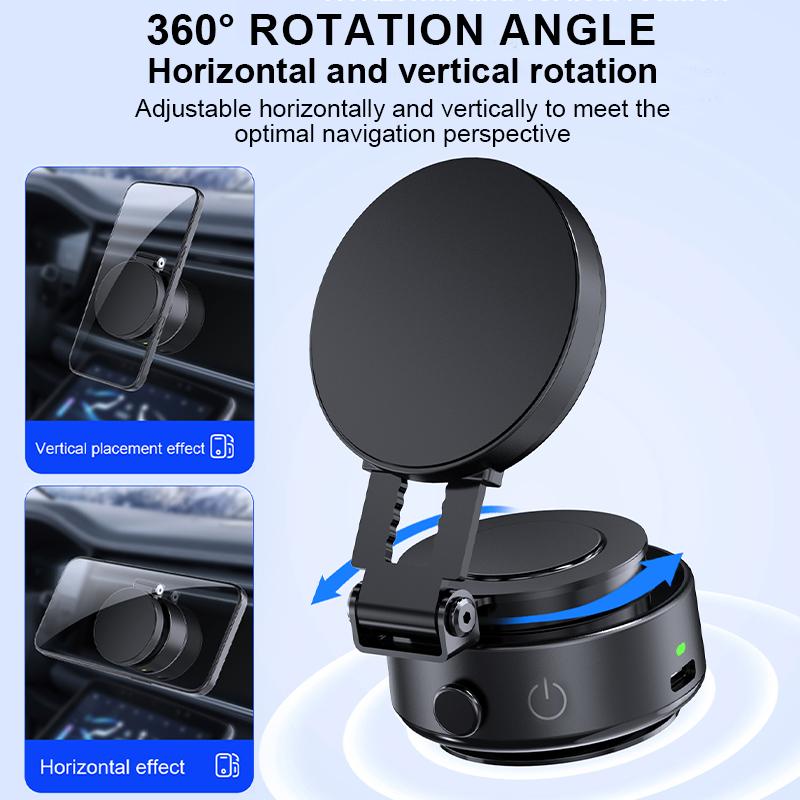 Suport magnetic pentru telefon auto Ventuză electrică pliabilă Suport rotativ 360° Suport super stabil cu comutator pentru iPhone 16 15