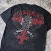 Y2K Style Gothic Affliction Distressed Cotton Shirt Oversized Punk Graphic Print Washed Soft Round Neck Tee Retro Short sleeve