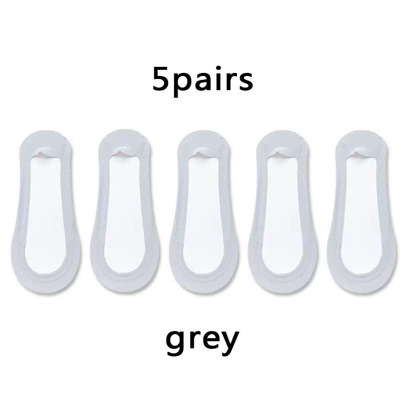 5pairs Non-slip Invisible Socks Slippers Seamless Ice Silk Boat Socks Summer Thin Solid Casual Breathable Low Cut Socks Women