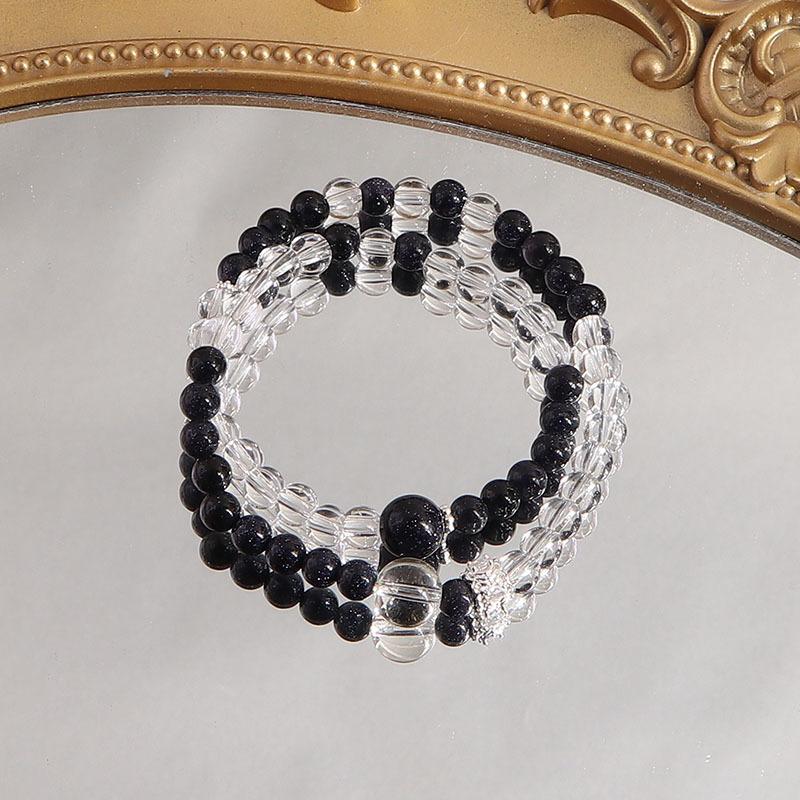 New Chinese double circle tea crystal obsidian sandalwood coconut shell spacer zen bracelet bracelet Douyin explosion wholesale