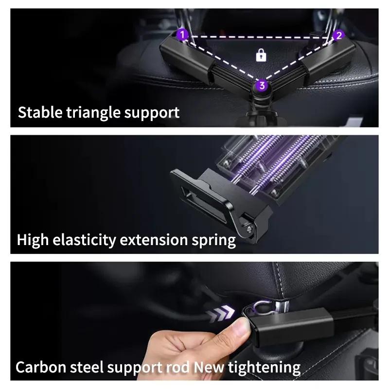 Telescopic Car Rear Pillow Phone Holder Mount Tablet Car Stand Seat Rear Headrest Mounting Bracket for Phone Tablet 4-12.9 Inch